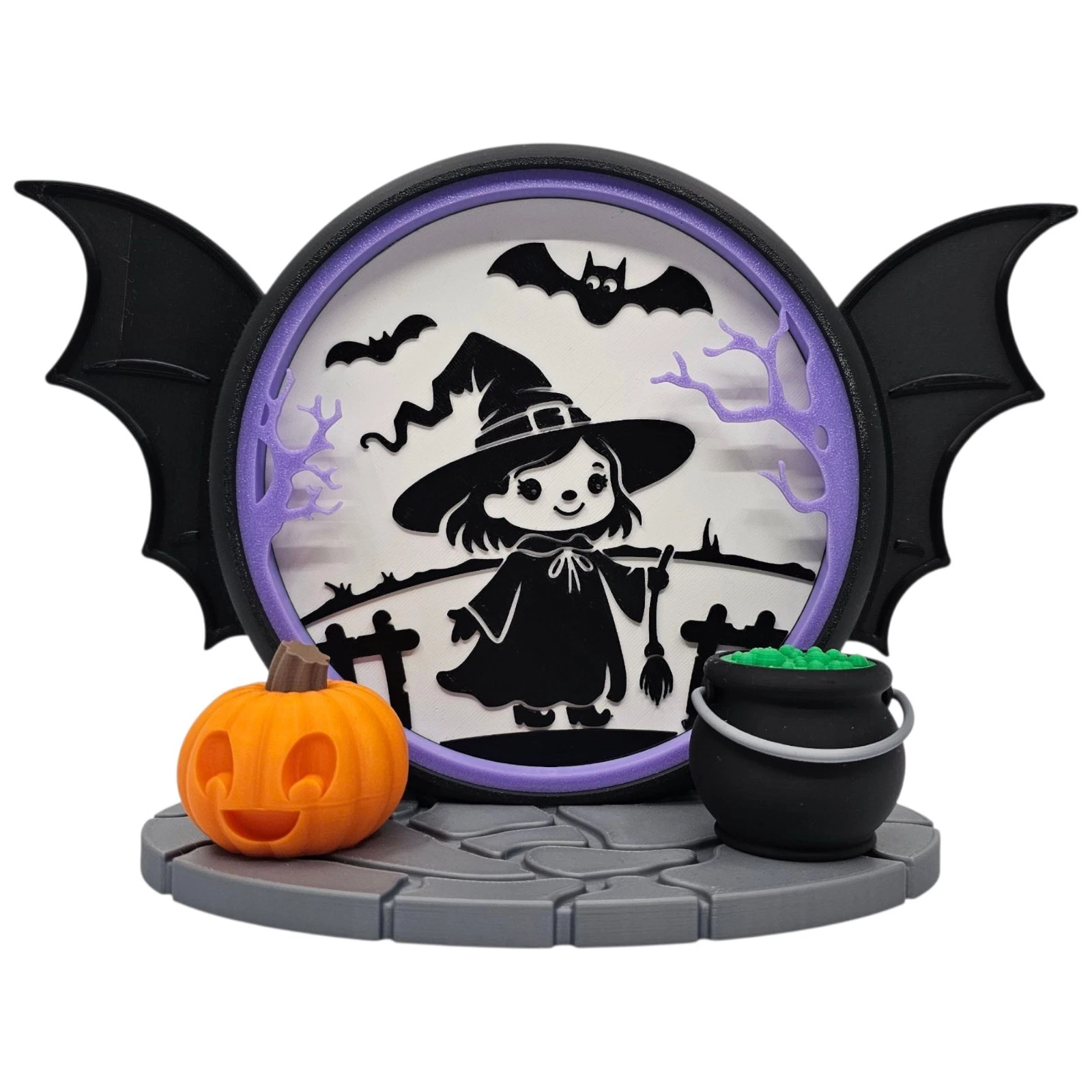 led lightbox toon witch halloween 3d printed