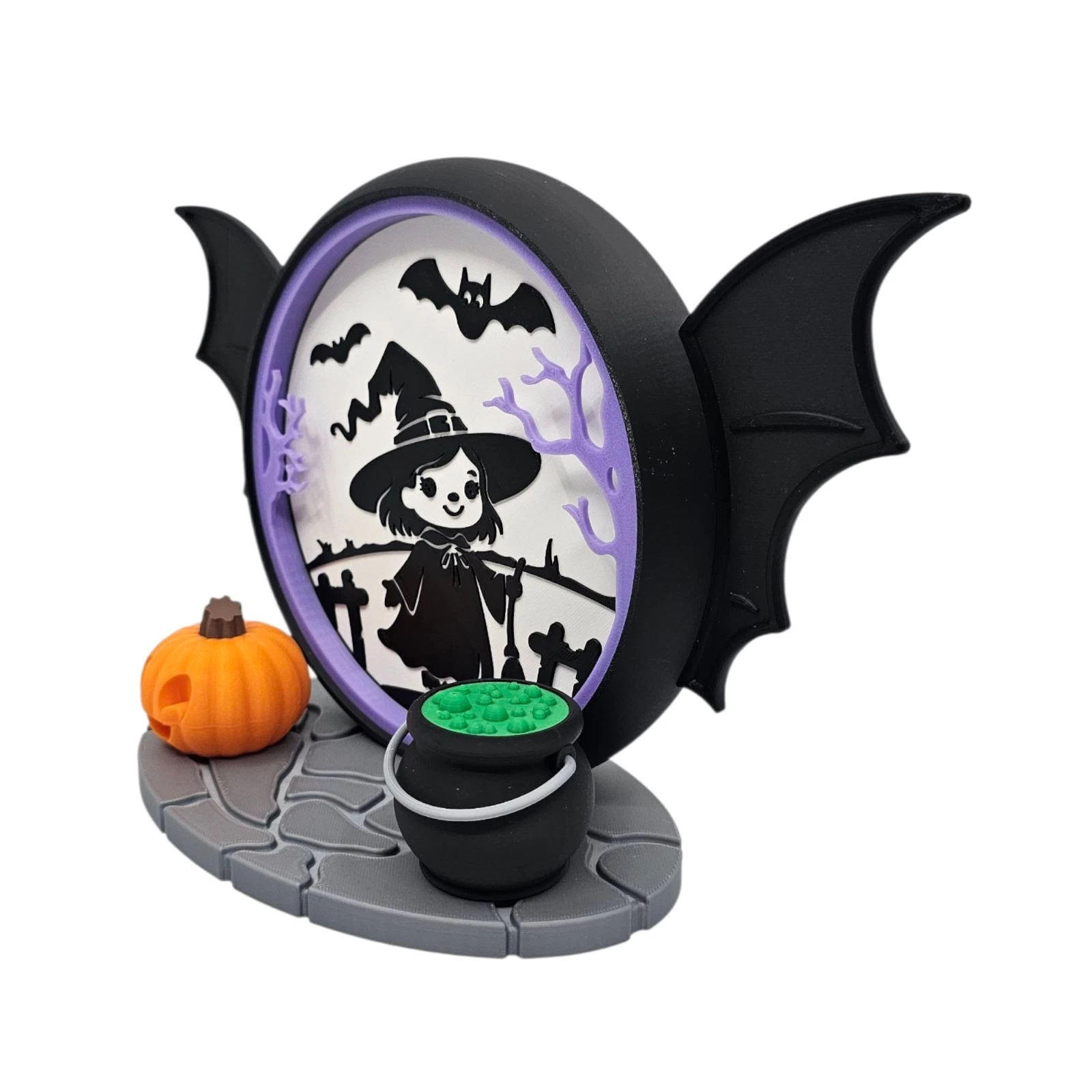 led lightbox toon witch halloween 3d printed