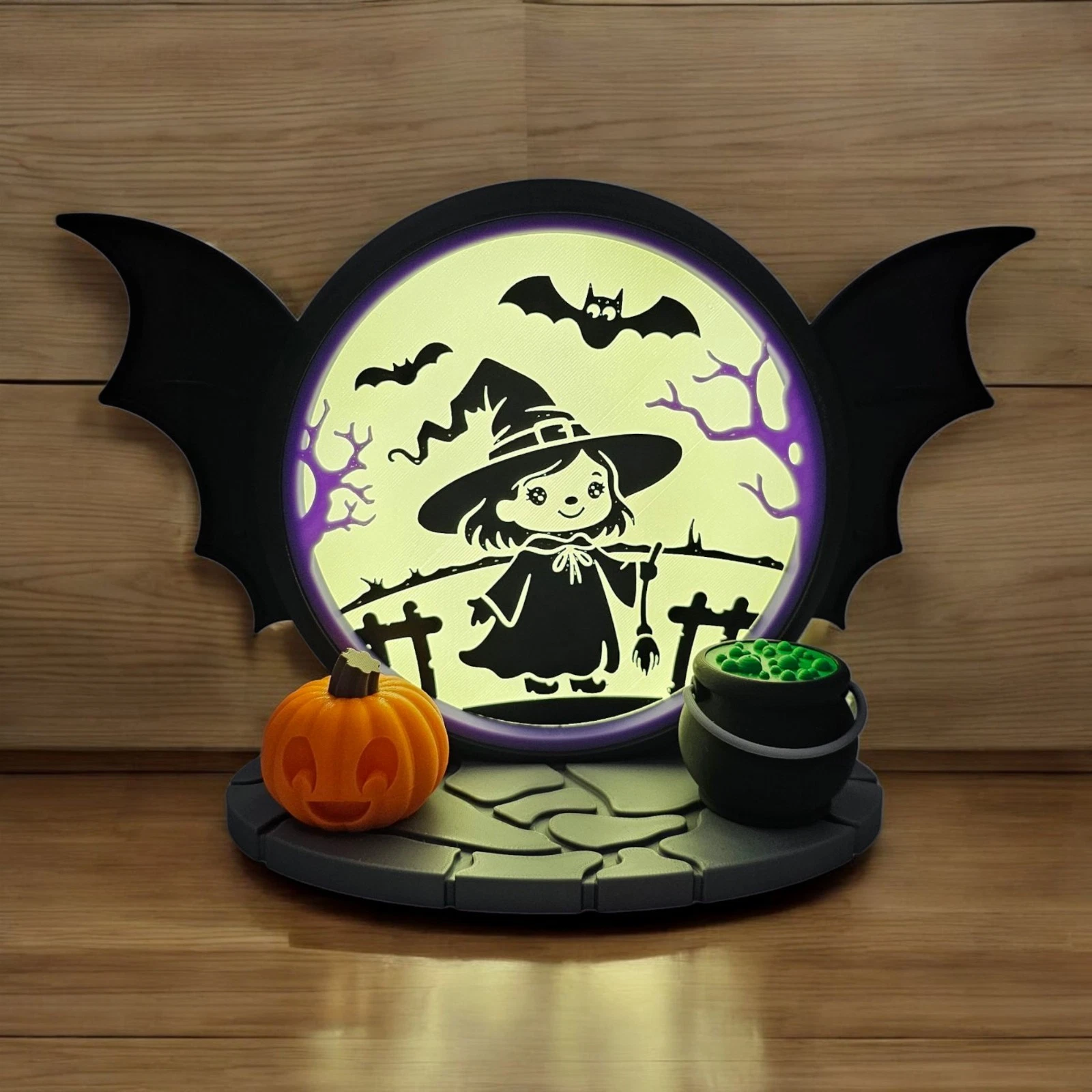 led lightbox toon witch halloween 3d printed