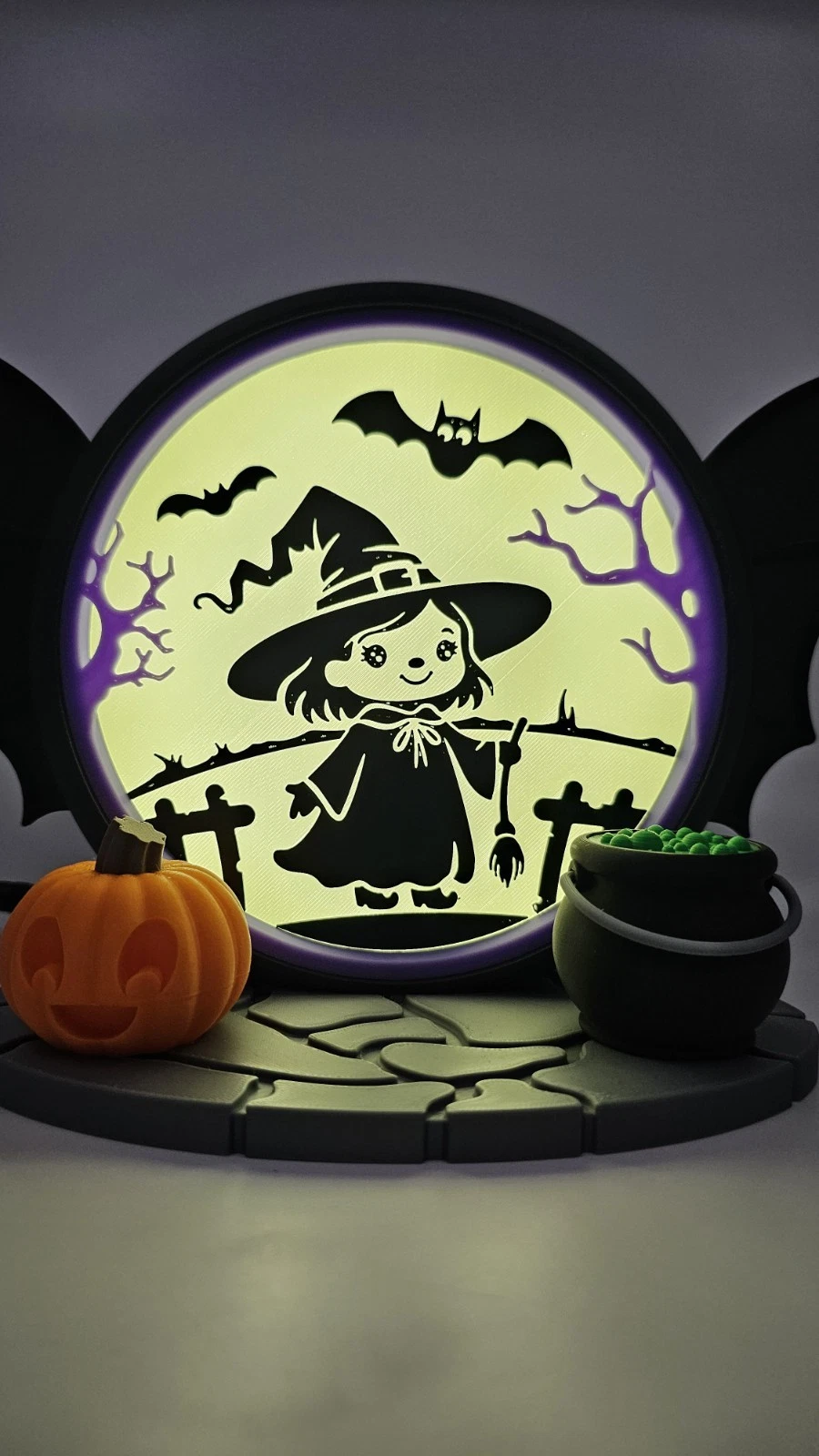 led lightbox toon witch halloween 3d printed